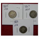 1865-1867-1869 Three Cent Nickels