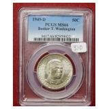 1949 D Booker T Washington Silver Half PCGS MS66