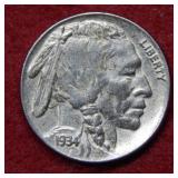 1934 Buffalo Nickel - cleaned