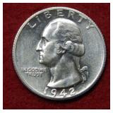 1942 S Washington Silver Quarter