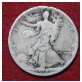 1916 Walking Liberty Silver Half with Grafitti