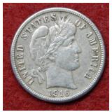 1916 S Barber Silver Dime - cleaned