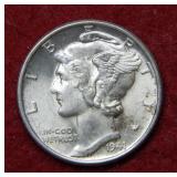 1941 Mercury Silver Dime - full split bands