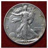 1938 D Walking Liberty Silver Half - cleaned