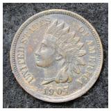 1907 Indian Head Cent - red & brown