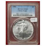 1986 Silver Eagle 1oz PCGS MS69- First Year Issue