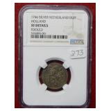 1746 Silver Netherlands Coin NGC XF Details
