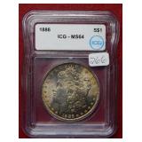 1886 Morgan Silver Dollar ICG MS64