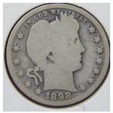 1898 Barber Silver Quarter