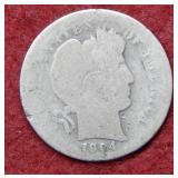 1904 S Barber Silver Dime