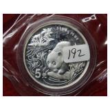 1997 China Silver Panda Bullion 1/2oz .999