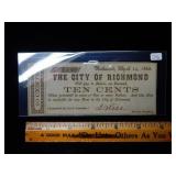 1862 Richmond Virginia Ten Cent Fractional Note