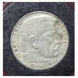 1939 German Silver 2 Mark Coin  ***