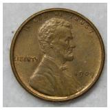 1909 VDB Lincoln Wheat Cent - red & brown