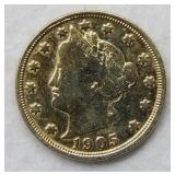 1905 .999 Gold Plated Liberty Head Nickel
