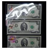 (3) 1976 $2 Fed Res Notes - 1st Issue Notes