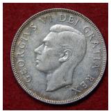 1952 Canada Silver Half Dollar Coin