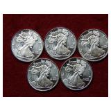 (5) 1/10th oz .999 Silver Bullion Rounds