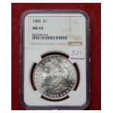 1886 Morgan Silver Dollar NGC MS63