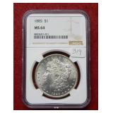 1885 Morgan Silver Dollar NGC MS64