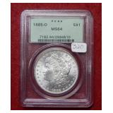 1885 O Morgan Silver Dollar PCGS MS64