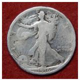 1916 Walking Liberty Silver Half - rim bruise