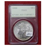 1886 Morgan Silver Dollar PCGS MS62
