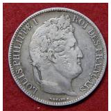 1831 France Silver 5 Franc Coin