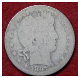 1897 O Barber Silver Quarter