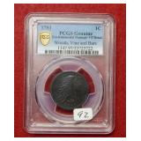 1793 Large Cent PCGS Genuine -environmental damage