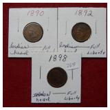 1890-1892-1898 Indian Head Cents