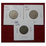 1866-1867-1869 Shield Nickels