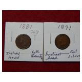 1881 & 1891 Indian Head Cents