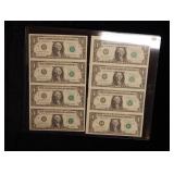 1885 & 1888 A Partial Uncut Sheets of $1 Fed Res