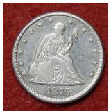 1875 CC Silver Twenty Cent Piece