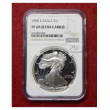1990 S Silver Eagle 1oz NGC PF69 Ultra Cameo