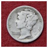 1921 D Mercury Silver Dime
