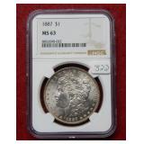 1887 Morgan Silver Dollar NGC MS63