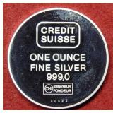 Credit Suisse 1oz .999 Silver Bullion Round