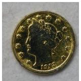 1912 Liberty Head Nickel .999 Gold Plated