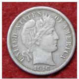 1916 S Barber Silver Dime