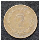 1927 Mexico 2 Centavos Coin