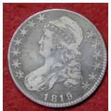 1819 Bust Silver Half Dollar Coin