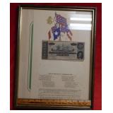 $10 CSA Note Framed "Lines on the Back"