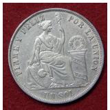 1868 Peru 1 Sol Silver Coin