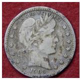 1909 D Barber Silver Quarter - scratches on revers