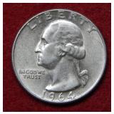 1964 D Over D Washington Silver Quarter - error