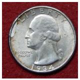 1934 D Washington Silver Quarter