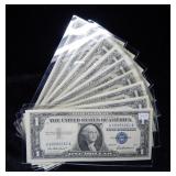 (10) $1 Silver Certificates