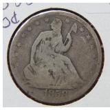 1858 Seated Liberty Silver Half Dollar